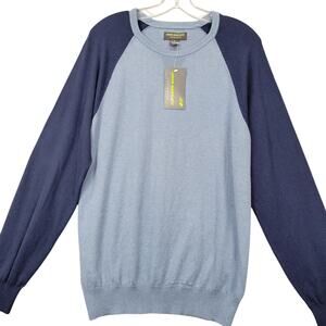 John Bartlett Blue Sweater NEW $45 Raglan Long Sleeve Knit Round Neck Men Size M